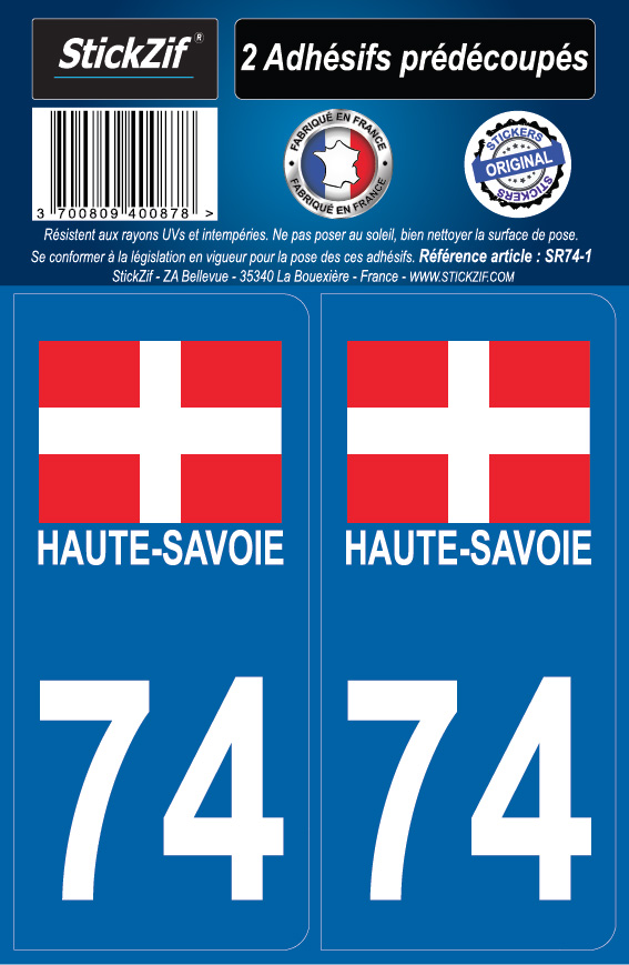 Stickers autocollants - Plaque d'Immatriculation Voiture 73 Savoie